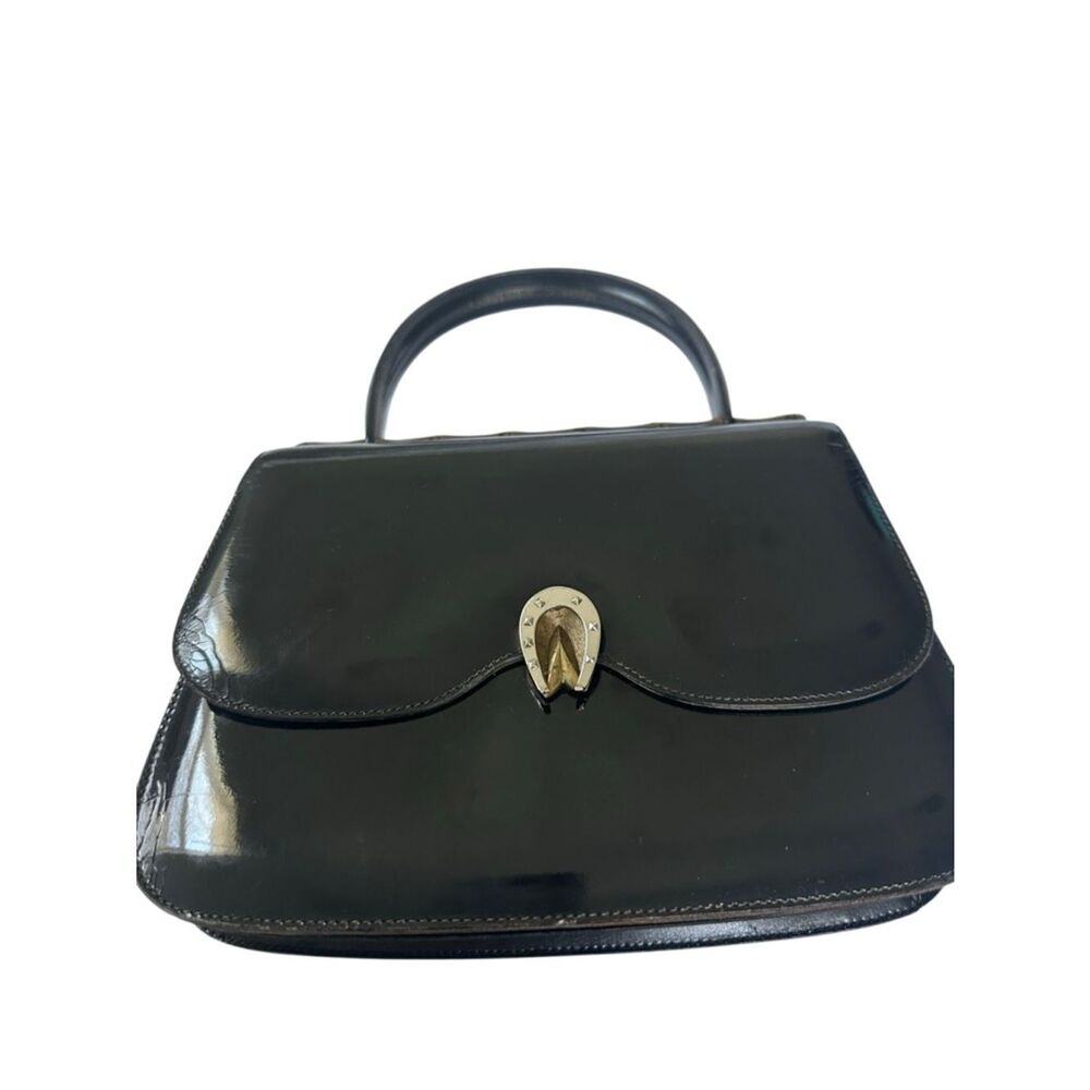Gucci Black Patent Shoulder Bag with Bamboo Accent - Picture 7 of 14